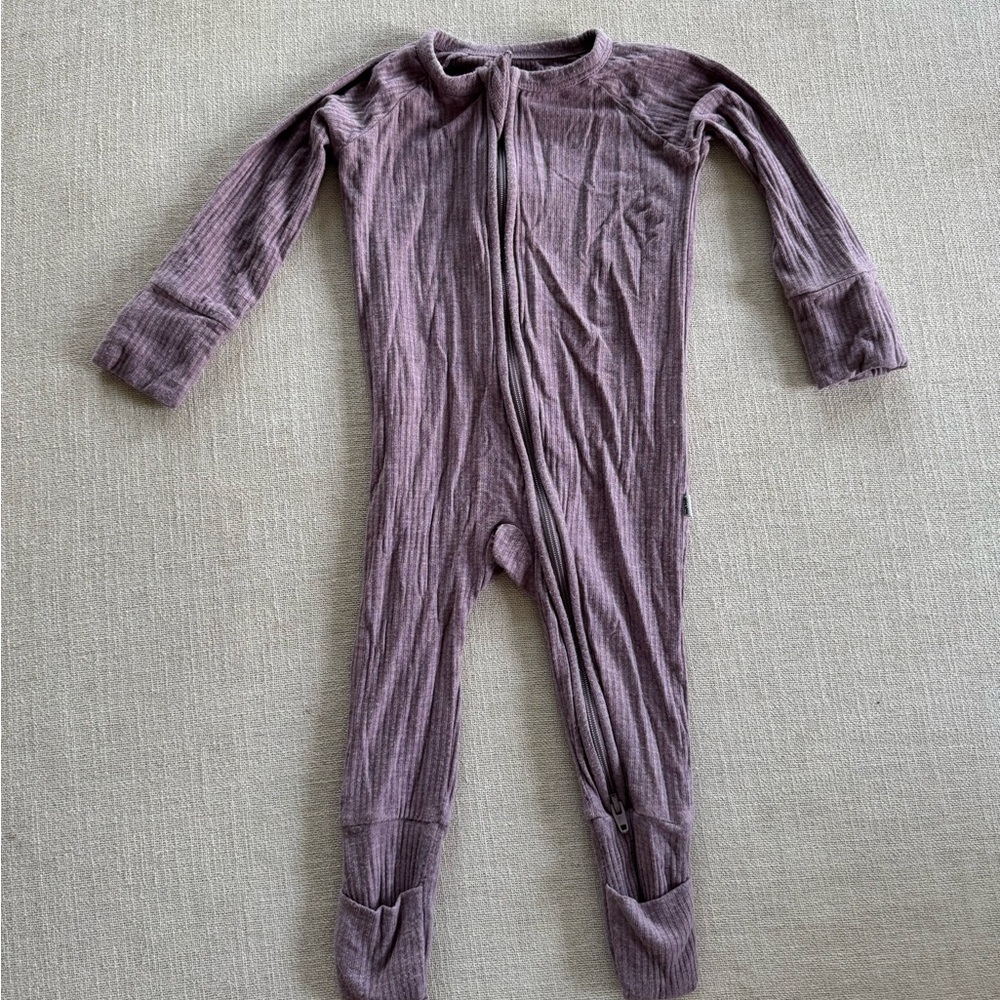 Little Sleepies Ribbed Purple Onesie